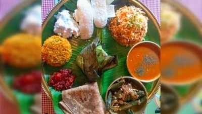 Parsi Bhonu: Bhonu means thali in Parsi. Just like the Onam Sadhya, Parsi Bhonu too consists of a variety of delicious Parsi dishes ranging from mutton masala pulao to the famous Parsi sev. (Instagram/@bellycarte) Parsi Bhonu: Bhonu means thali in Parsi. Just like the Onam Sadhya, Parsi Bhonu too consists of a variety of delicious Parsi dishes ranging from mutton masala pulao to the famous Parsi sev. (Instagram/@bellycarte)