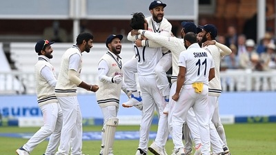 The Indian team is over the moon after the wicket of Jonny Bairstow. (Getty) The Indian team is over the moon after the wicket of Jonny Bairstow. (Getty)