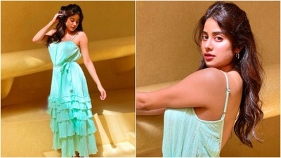 Earlier, Janhvi Kapoor took to her Instagram handle to share a few pictures in an easy-breezy mint green long ruffle dress. (Instagram/@janhvikapoor)