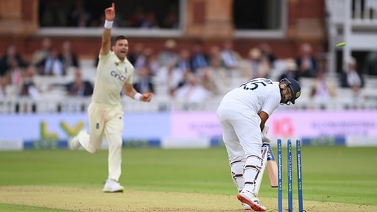 Rohit Sharma is castled by James Anderson for 83.&nbsp;(Getty Images)