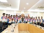 Sports Minister Anurag Thakur meets World Youth Archery Championship winners(SAI) Sports Minister Anurag Thakur meets World Youth Archery Championship winners(SAI)