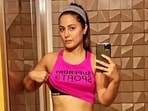 Hina Khan shares a glimpse of her 'work in progress' physique in workout pics, videos(Instagram/@realhinakhan) Hina Khan shares a glimpse of her 'work in progress' physique in workout pics, videos(Instagram/@realhinakhan)