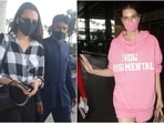 Bollywood actors Sonakshi Sinha and Kriti Sanon were snapped at the Mumbai airport today. For their airport looks, both the stars chose comfort over fashion and rocked uber-cool ensembles. While Sonakshi opted for darker hues for her flight out of Mumbai, Kriti chose a bright monotone outfit for her arrival in the bay.(Varinder Chawla) Bollywood actors Sonakshi Sinha and Kriti Sanon were snapped at the Mumbai airport today. For their airport looks, both the stars chose comfort over fashion and rocked uber-cool ensembles. While Sonakshi opted for darker hues for her flight out of Mumbai, Kriti chose a bright monotone outfit for her arrival in the bay.(Varinder Chawla)