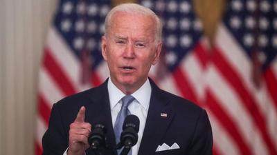 US President Joe Biden delivers remarks on the crisis in Afghanistan during a speech in the East Room at the White House in Washington, DC, US on August 16, 2021. (REUTERS)