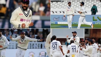 India captain Virat Kohli's gestures during the fifth day of the 2nd Test against England at Lord's (HT Collage)