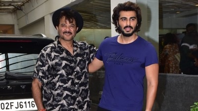 Anil Kapoor with Arjun Kapoor at the trailer preview for Bhoot Police. Anil Kapoor with Arjun Kapoor at the trailer preview for Bhoot Police.