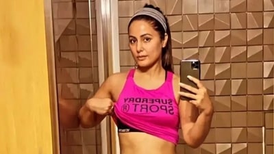 Hina Khan shares a glimpse of her 'work in progress' physique in workout pics, videos (Instagram/@realhinakhan) Hina Khan shares a glimpse of her 'work in progress' physique in workout pics, videos (Instagram/@realhinakhan)