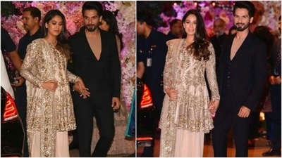 Mira Rajput: Shahid Kapoor's wife Mira Rajput opted for this chic and comfy ensemble for Nita Ambani and Mukesh Ambani’s son Akash Ambani with Shloka Mehta's engagement ceremony in 2018. (Instagram/@mira_kapoor_fan22 )