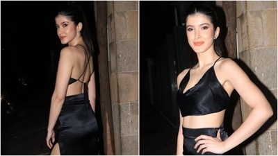 Shanaya Kapoor goes fierce for Rhea Kapoor-Karan Boolani's wedding bash in sexy bralette and thigh-slit skirt (Varinder Chawla)