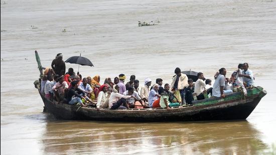 Ganga has been at its highest level at Hathidah for the past one week and it crossed the highest flood level of 34.72m, registered in 2016, at Bhagalpur. (Courtesy Photo- PTI) Ganga has been at its highest level at Hathidah for the past one week and it crossed the highest flood level of 34.72m, registered in 2016, at Bhagalpur. (Courtesy Photo- PTI)