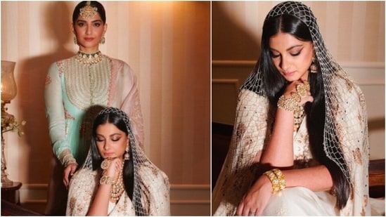 Both the Kapoor sisters decided to wear their favourite designer Anamika Khanna for Rhea Kapoor and Karan Boolani's special day. Here are a few pictures of the duo in their royal look.(Instagram)