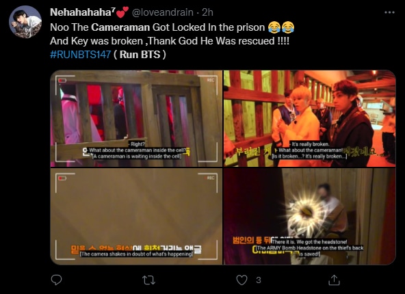 Cameraman of Run BTS episode 147 trapped in jail.