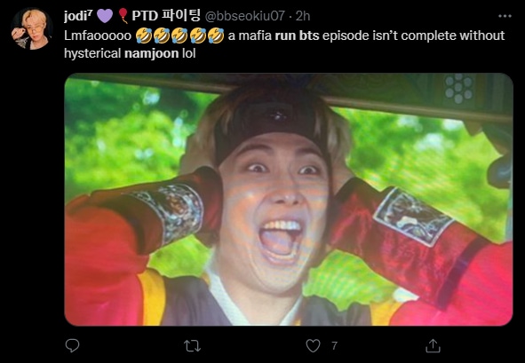 Fan reacts to BTS leader RM in Run BTS episode 147.