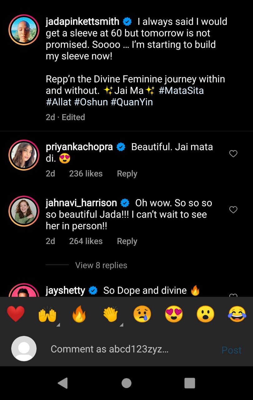 Reacting to the post, Priyanka Chopra Jonas wrote, "Beautiful. Jai mata di."