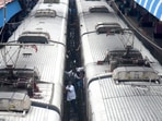 Commuters travel by local train after the State government relaxed lockdown restrictions for fully vaccinated people to travel, at Borivali station, in Mumbai. (Vijay Bate/HT Photo) Commuters travel by local train after the State government relaxed lockdown restrictions for fully vaccinated people to travel, at Borivali station, in Mumbai. (Vijay Bate/HT Photo)