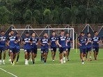 Players of ATK Mohun Bagan train.(ATK Mohun Bagan/Twitter) Players of ATK Mohun Bagan train.(ATK Mohun Bagan/Twitter)