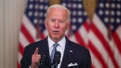 US President Joe Biden delivers remarks on the crisis in Afghanistan during a speech in the East Room at the White House in Washington, on August 16, 2021. (File Photo / REUTERS)