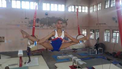 A young gymnast practises . (HT Photo) A young gymnast practises . (HT Photo)