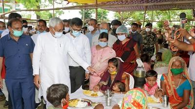 Bihar CM Nitish Kumar at a relief camp in Purnea on Wednesday. (Santosh Kumar/HT Photo) Bihar CM Nitish Kumar at a relief camp in Purnea on Wednesday. (Santosh Kumar/HT Photo)
