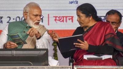 Prime Minister Narendra Modi with Union finance minister Nirmala Sitharaman. (File Photo / PTI)
