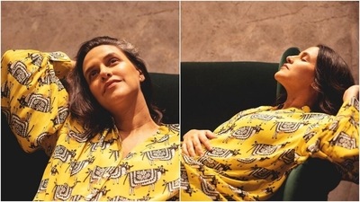 Pregnant Neha Dhupia's ₹8k printed oversized shirt is a perfect outfit for new mothers, see pics (Instagram/@nehadhupia) Pregnant Neha Dhupia's ₹8k printed oversized shirt is a perfect outfit for new mothers, see pics (Instagram/@nehadhupia)