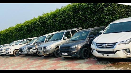 The cars recovered by the Mohali police. (HT Photo)