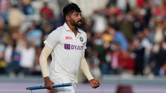  India's Mdohammed Siraj celebrates after taking the wicket clean bowled of England's James Anderson, with India winning the 2nd test, during the fifth day of the 2nd cricket test between England and India at Lord's cricket ground in London.(AP)