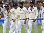 The Indian team walks back after getting Jonny Bairstow a ball before tea. (Getty Images) The Indian team walks back after getting Jonny Bairstow a ball before tea. (Getty Images)