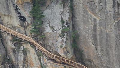 The Gartang Gali wooden bridge located at a height of 11,000 feet in Nelong Valley in Uttarkashi district near Indo-China border. (Sourced)