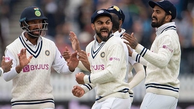 India Captain Virat Kohli celebrates after Mohammed Shami took the wicket of Dom Sibley. (Getty) India Captain Virat Kohli celebrates after Mohammed Shami took the wicket of Dom Sibley. (Getty)