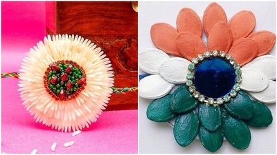 You can make rakhis with easily available eco-friendly materials like rice and pumpkin seeds (YouTube, Pinterest)