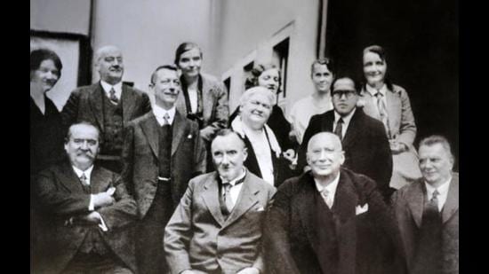 BR Ambedkar (second row, right) at LSE. (Ambedkar student file, LSE Library)