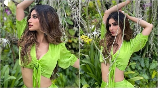 Mouni Roy is the quintessential diva in crop top and skirt at Maldives, Aly Goni reacts(Instagram/@imouniroy)