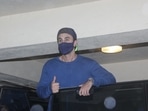 Ranbir Kapoor poses from his car,