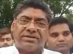 A video grab of BJP leader Ramratan Payal speaking to reporters on petrol prices. (Credit: Twitter)