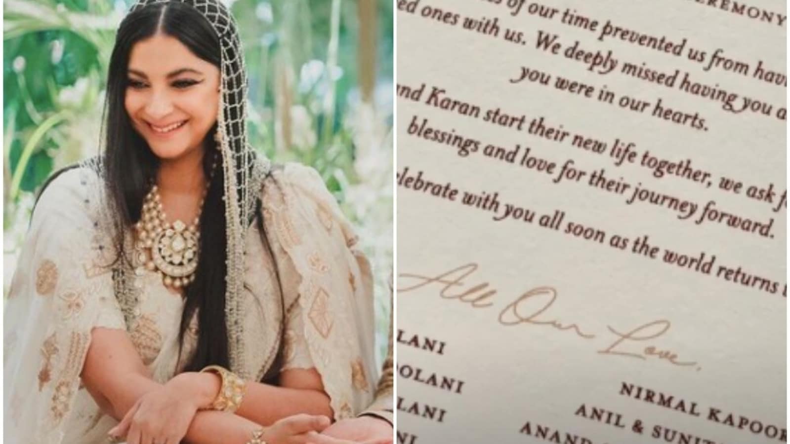 Rhea Kapoor, Karan Boolani sent a card explaining why some Bollywood friends couldn't be invited to wedding, see pic