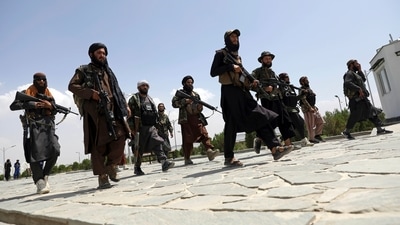 Taliban fighters patrolling in Kabul, Afghanistan on Thursday. (AP)