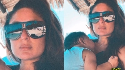 Kareena Kapoor shares a pic with Jeh from the Maldives. Kareena Kapoor shares a pic with Jeh from the Maldives.