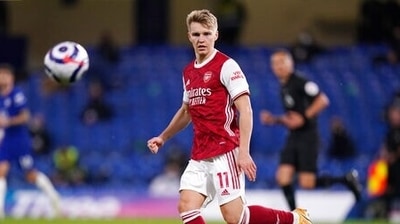 Arsenal's Martin Odegaard. (AP)