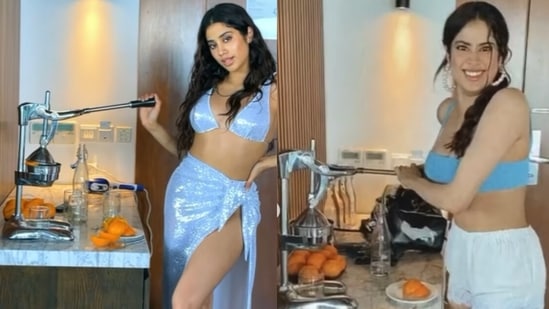 Janhvi Kapoor glams up to get fresh orange juice but struggles to