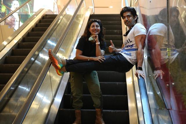 Gurmeet Choudhary and Debina Bonnerjee pose for us inside a mall, and the masks were removed only for clicking this picture. All Covid precautions were taken during this shoot. (Credit: Manoj Verma/ HT)