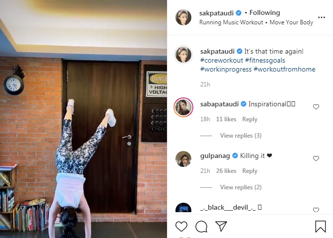 Saba Pataudi and Gul Panag's comments on Soha Ali Khan's fitness video (Instagram/sakpataudi)