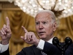 US President Joe Biden delivers remarks on evacuation efforts and the ongoing situation in Afghanistan, during a speech in the East Room at the White House in Washington on Friday,