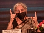 Union Finance Minister Nirmala Sitharaman addresses a press conference in Lucknow, Saturday. Union Finance Minister Nirmala Sitharaman addresses a press conference in Lucknow, Saturday.