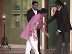 Amitabh Bachchan, Kapil Sharma and Chandan Prabhakar in Comedy Nights With Kapil.