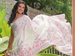 PV Sindhu recently took to her Instagram handle to share a few pictures of herself in a gorgeous embellished white saree by ace designer Manish Malhotra. Check out her pictures here.(Instagram/@pvsindhu1)