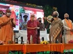 Union finance minister Nirmala Sitharaman launches the third phase of 'Mission Shakti' in the presence of Governor Anandiben Patel and chief minister Yogi Adityanath in Lucknow on Saturday.(Deepak Gupta/HT Photo)