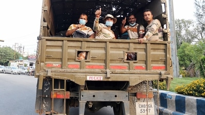 ITBP personnel in Ghaziabad's Hindan Air Force Station after Indian Air Force's effort for safe evacuation from Afghanistan. (ANI) ITBP personnel in Ghaziabad's Hindan Air Force Station after Indian Air Force's effort for safe evacuation from Afghanistan. (ANI)