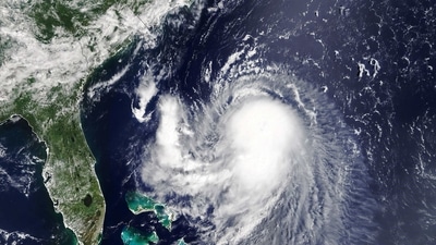 Tropical Storm Henri is seen moving toward the US east coast. (AFP Photo)