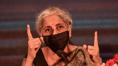 Union Finance Minister Nirmala Sitharaman addresses a press conference in Lucknow, Saturday. (PTI) Union Finance Minister Nirmala Sitharaman addresses a press conference in Lucknow, Saturday. (PTI)